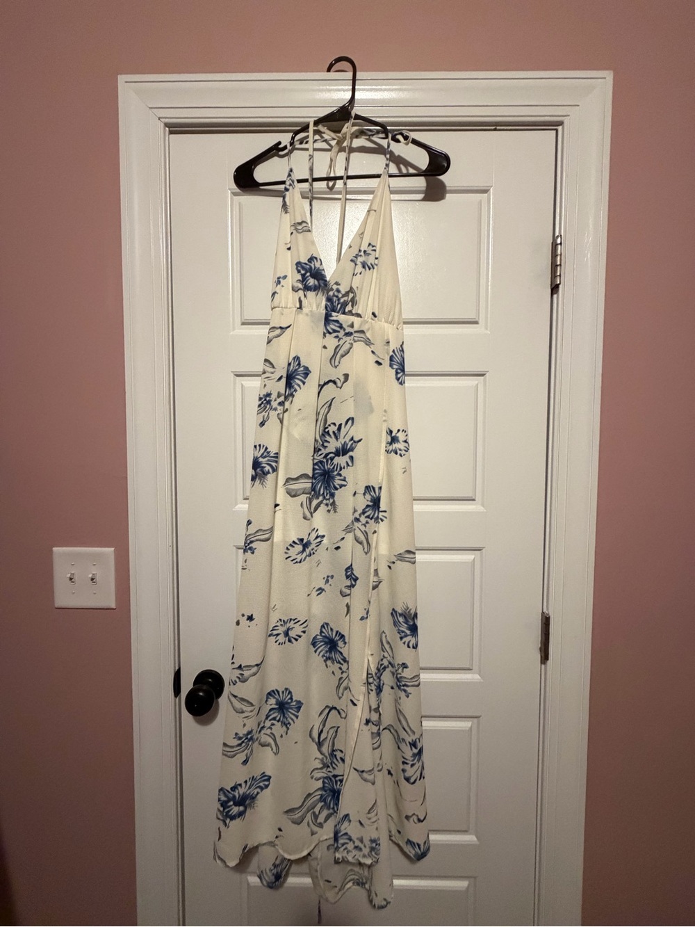 Trixxi Cream Maxi Dress with Blue Floral Print